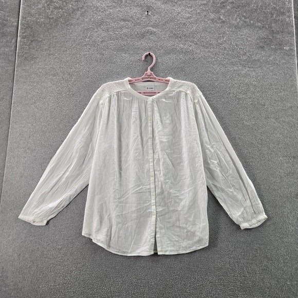 Old Navy Tops - Old Navy Women Blouse L White Button Round Neck Front